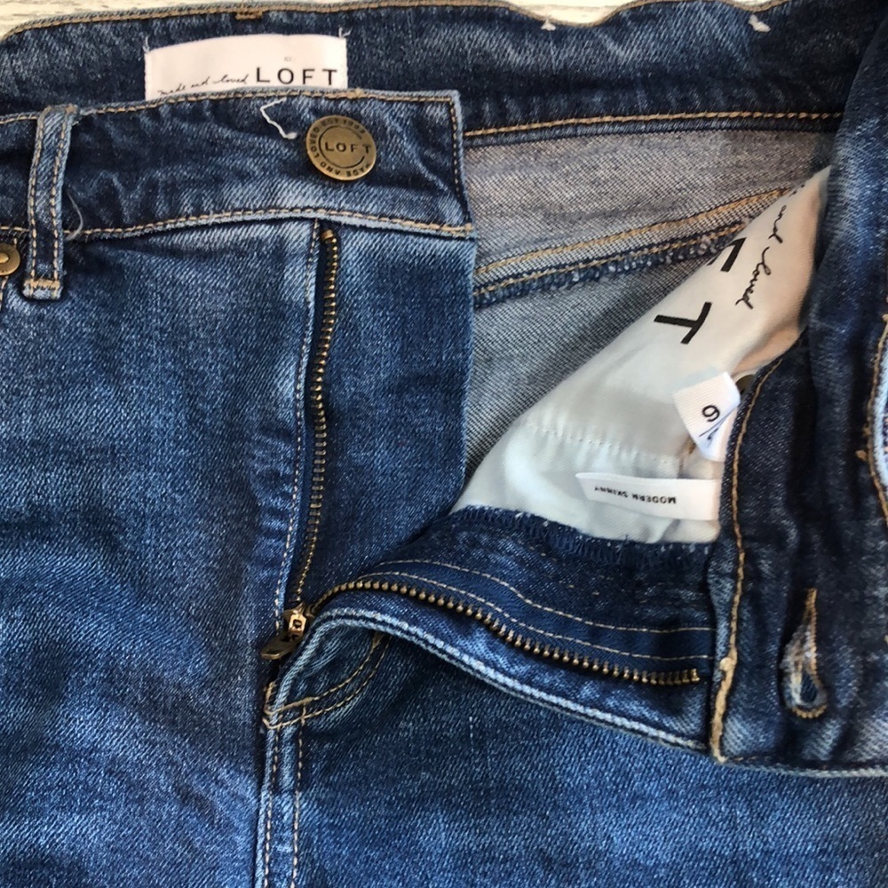 Loft Modern Skinny Black/White Strip Jeans 28 - Picture 6 of 9